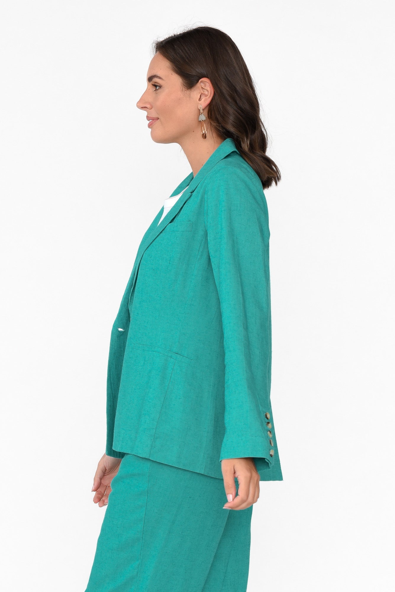 Lisset Teal Linen Blend Blazer