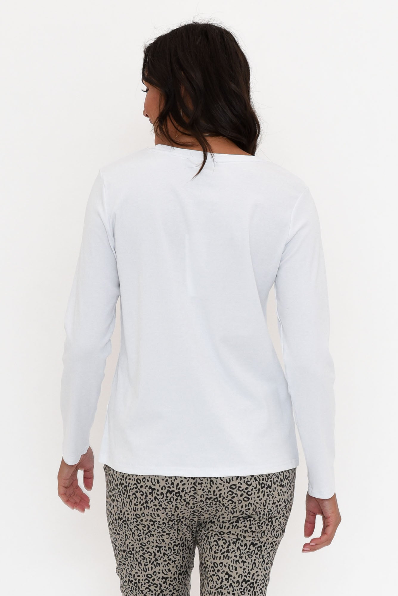 Porter White Cotton Long Sleeve Top
