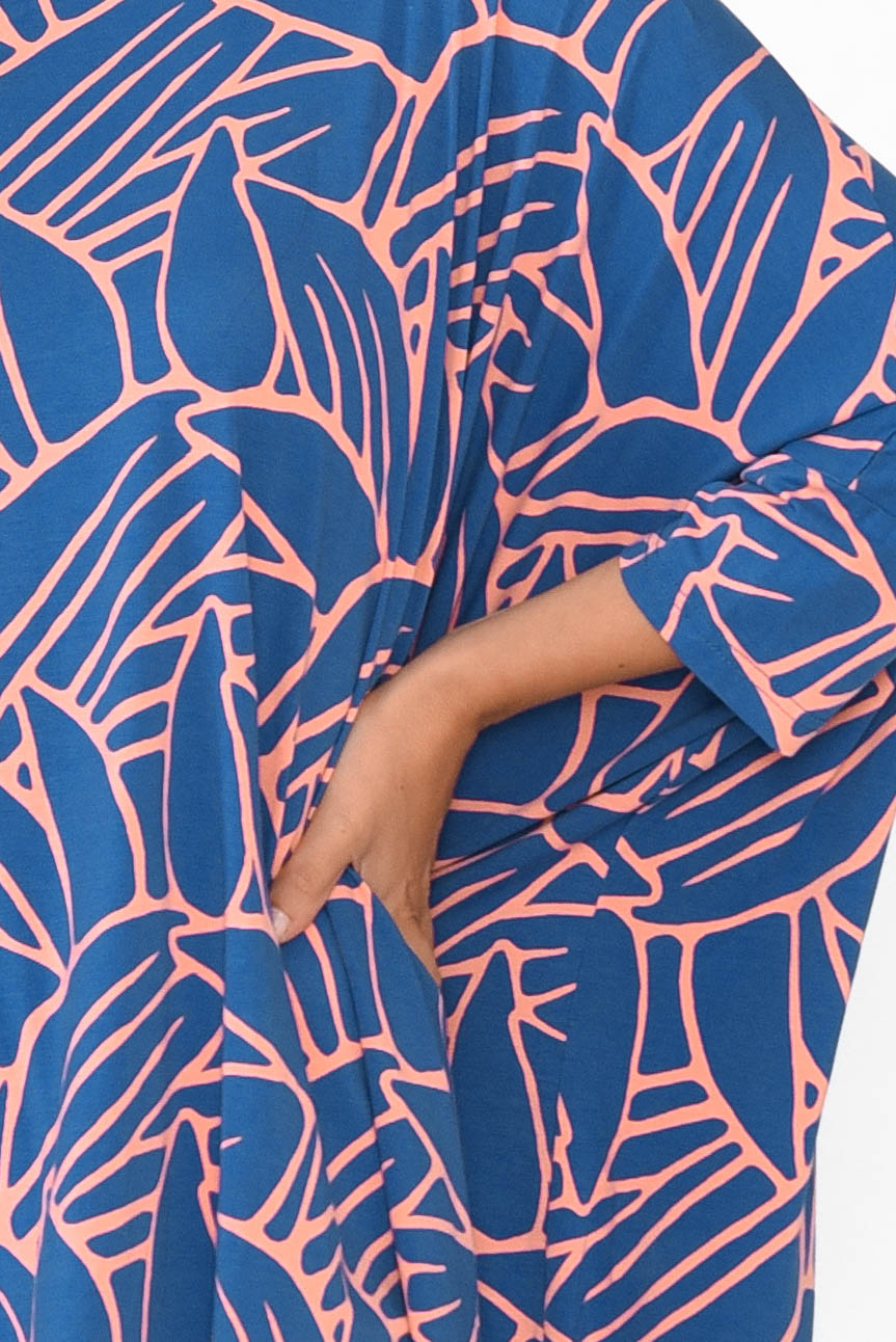 Simplicity Blue Leaf Bamboo Drape Top