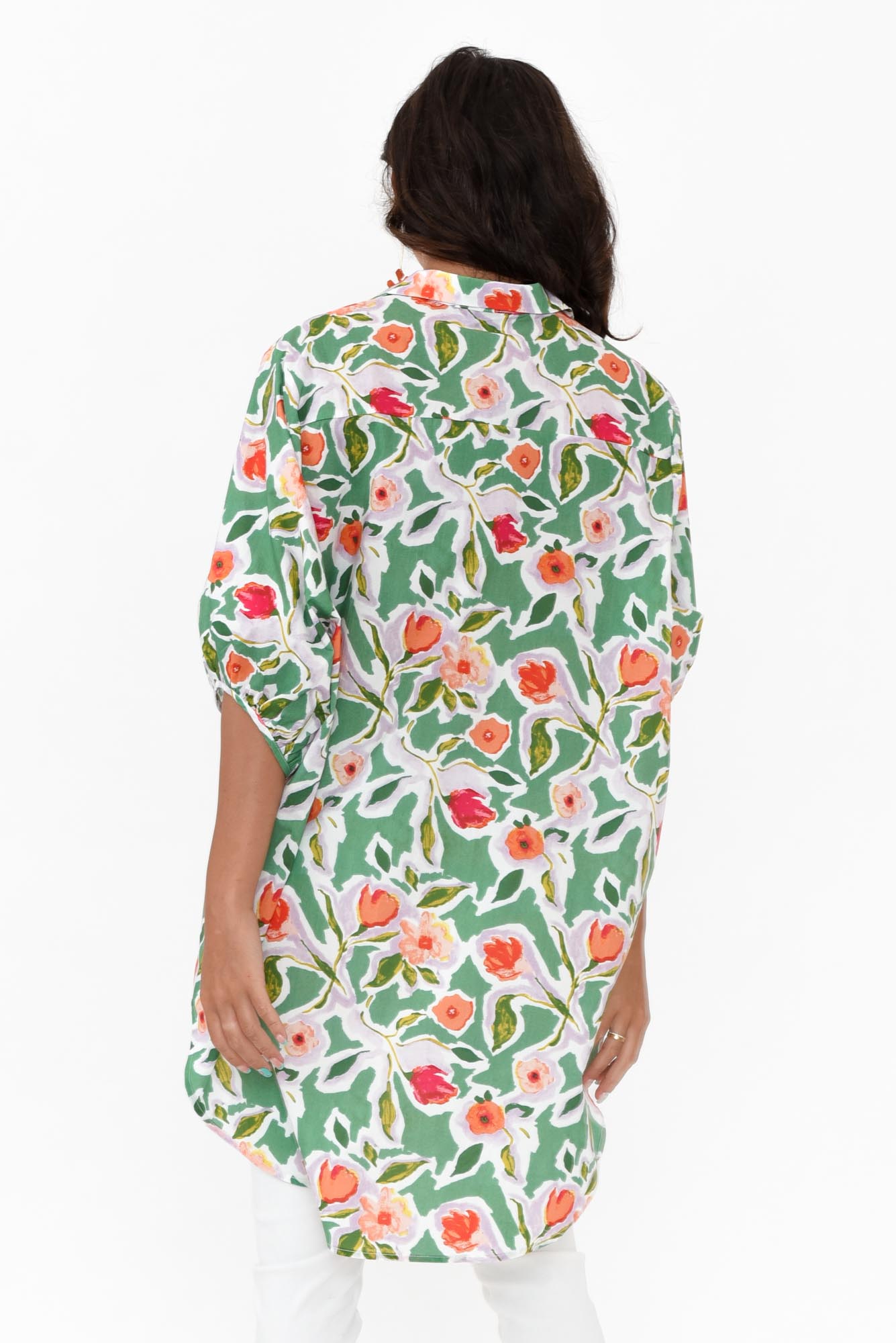Sadie Green Blossom Cotton Tunic Top
