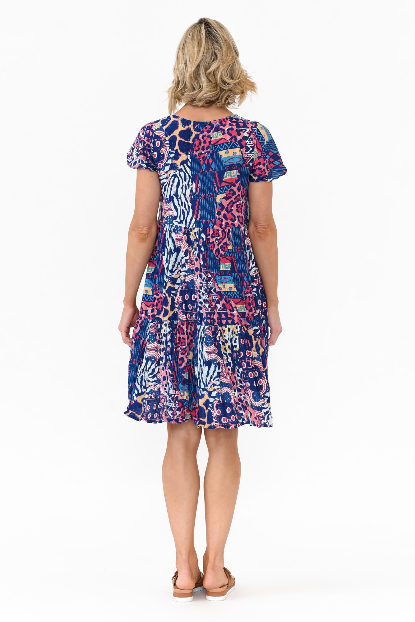 Azalea Navy Animal Crinkle Dress