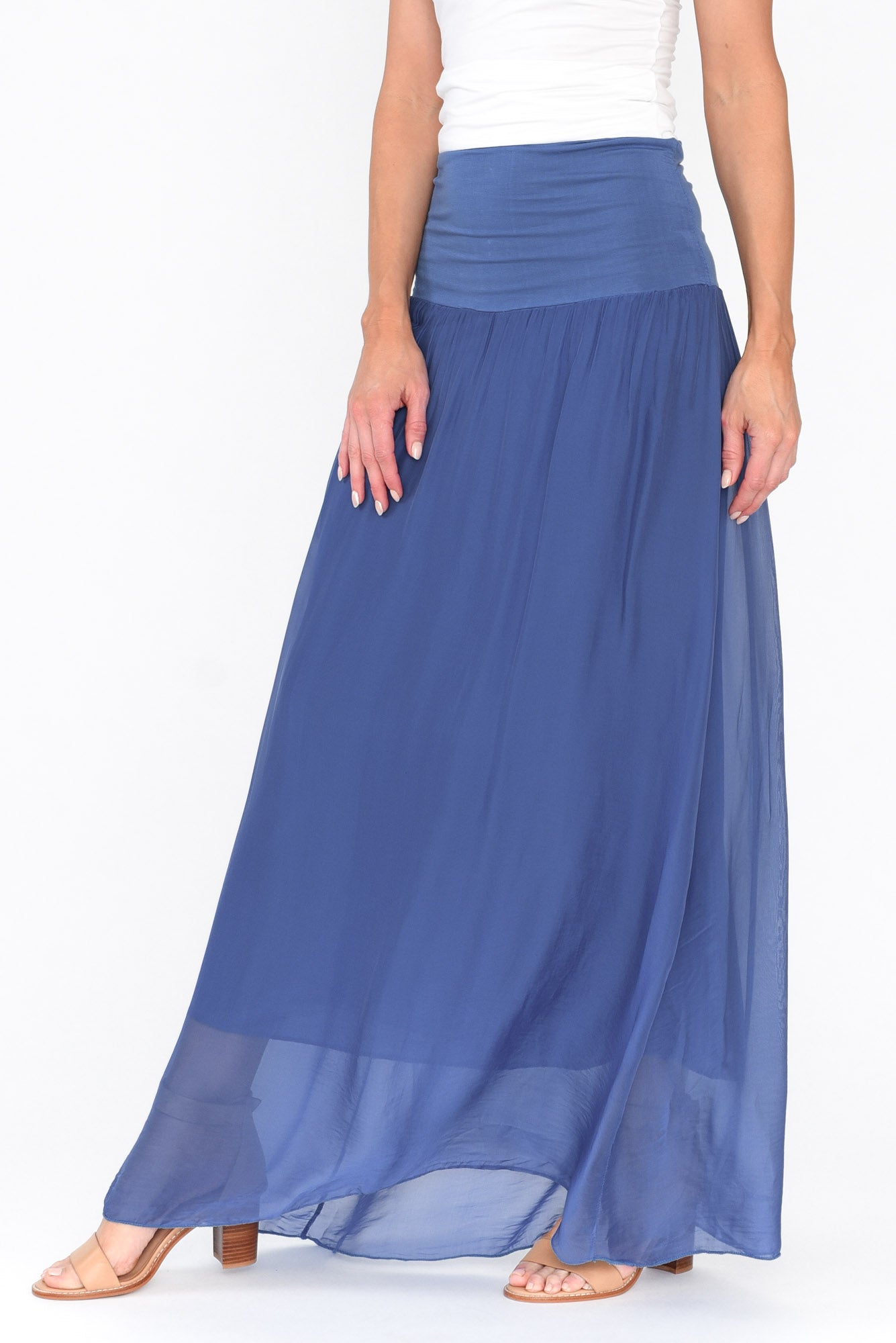 Viana Cobalt Silk Layer Skirt