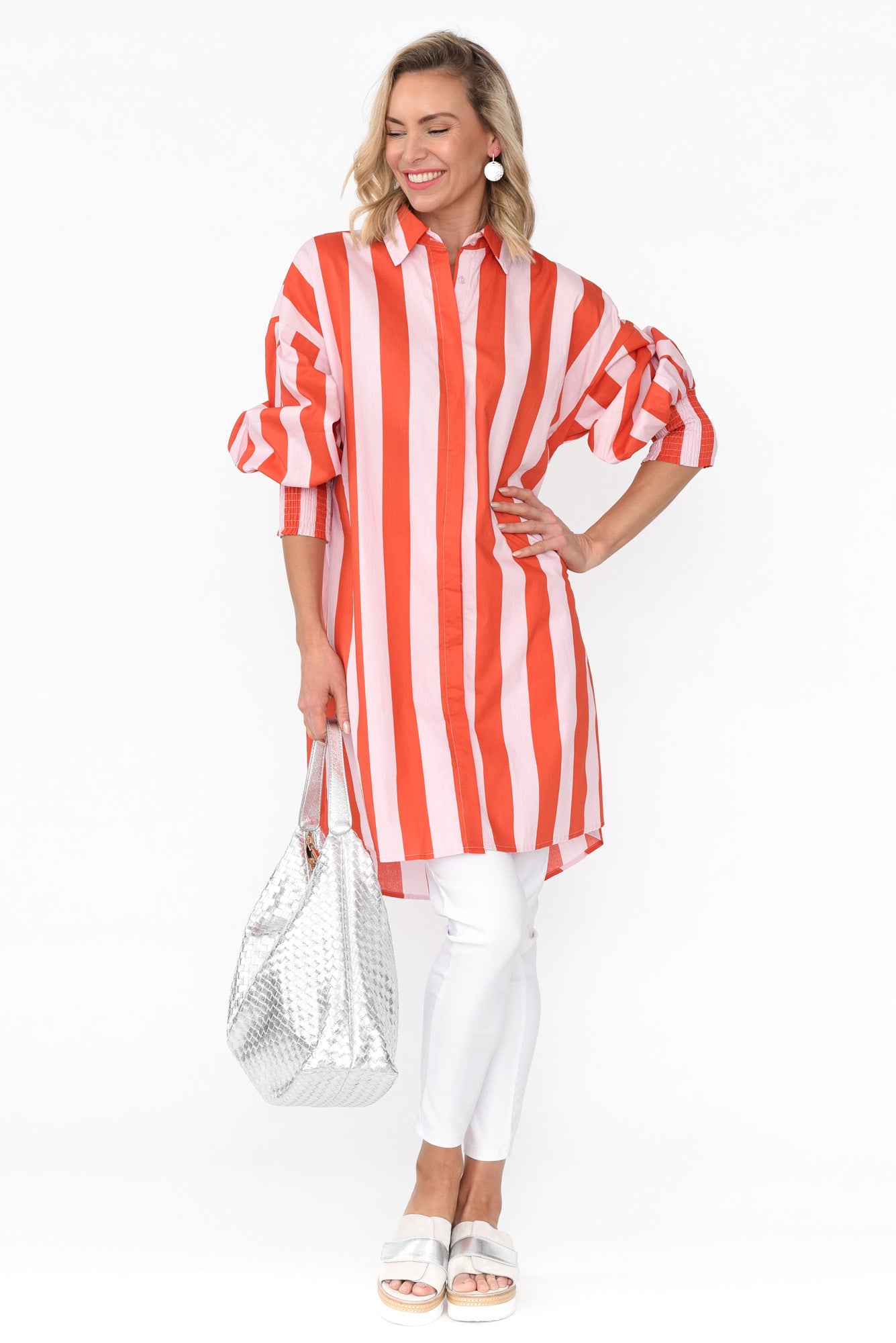 Kalani Pink Stripe Cotton Tunic