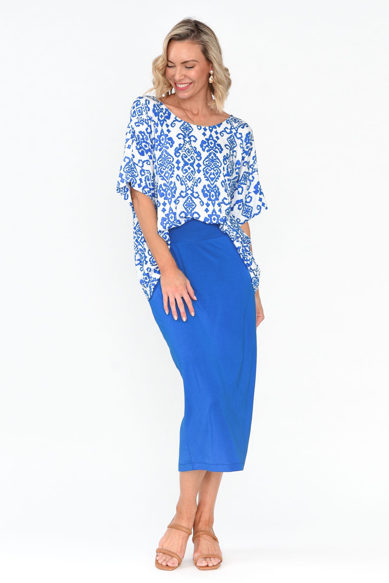 Cobalt Bamboo Maxi Tube Skirt