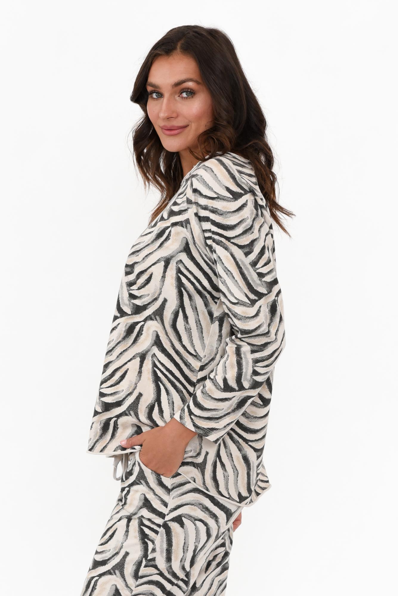 Brendan Black Zebra Cotton Stretch Top