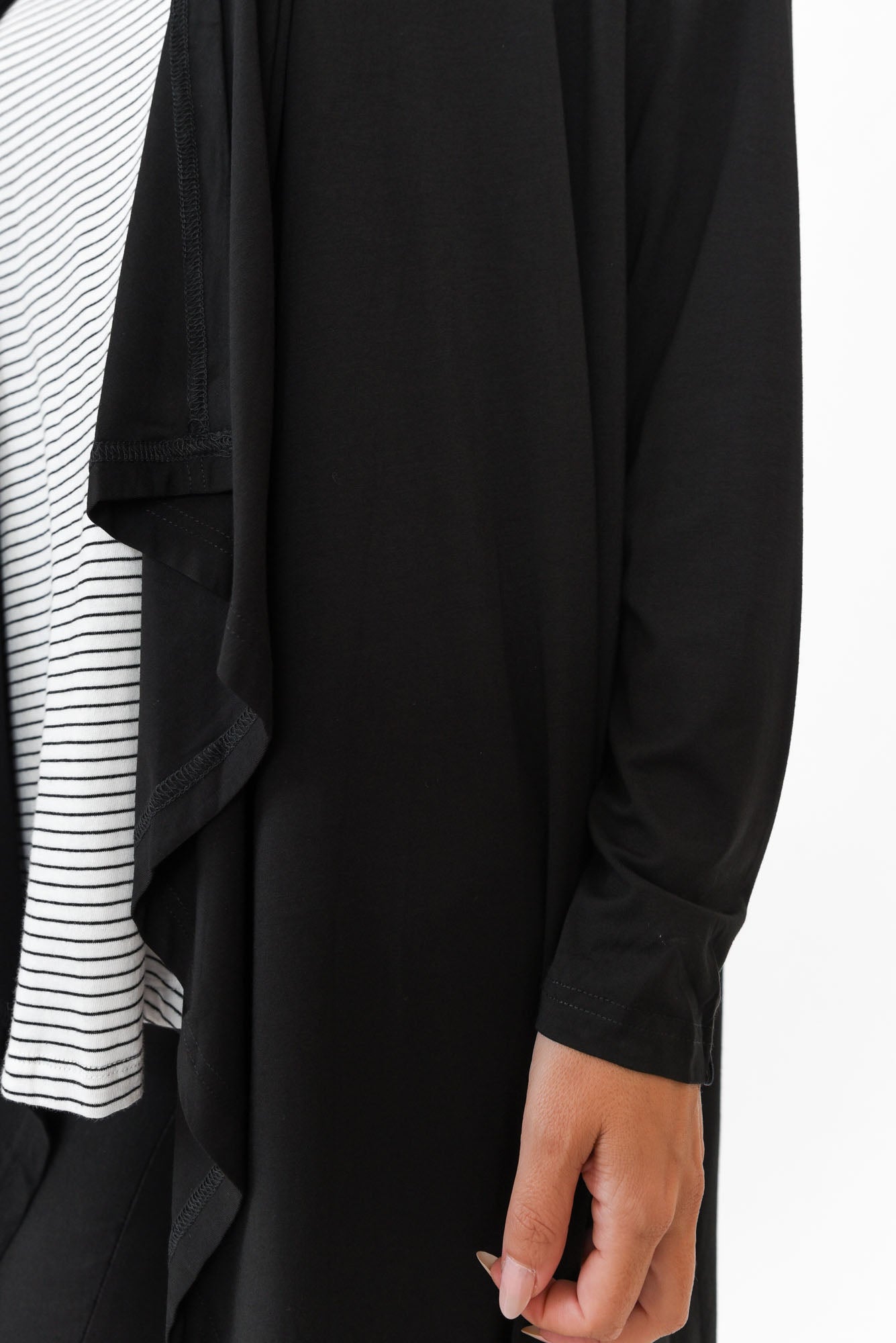 Leanna Black Bamboo Waterfall Cardigan