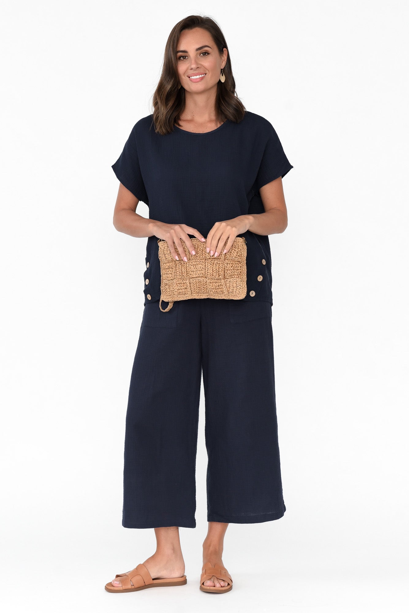 Byron Navy Cotton Pocket Pant