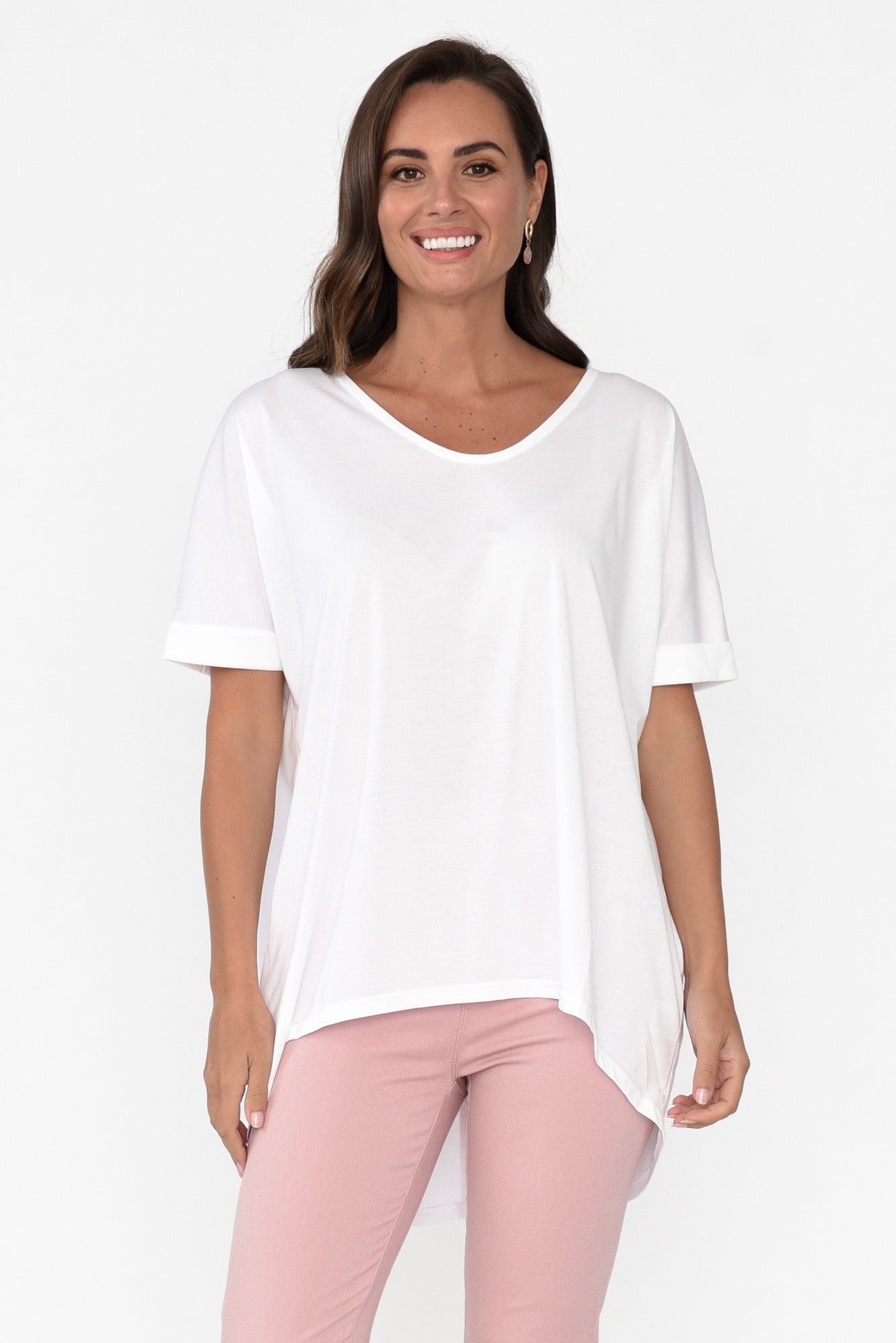 Emiko White Drape Cotton Top