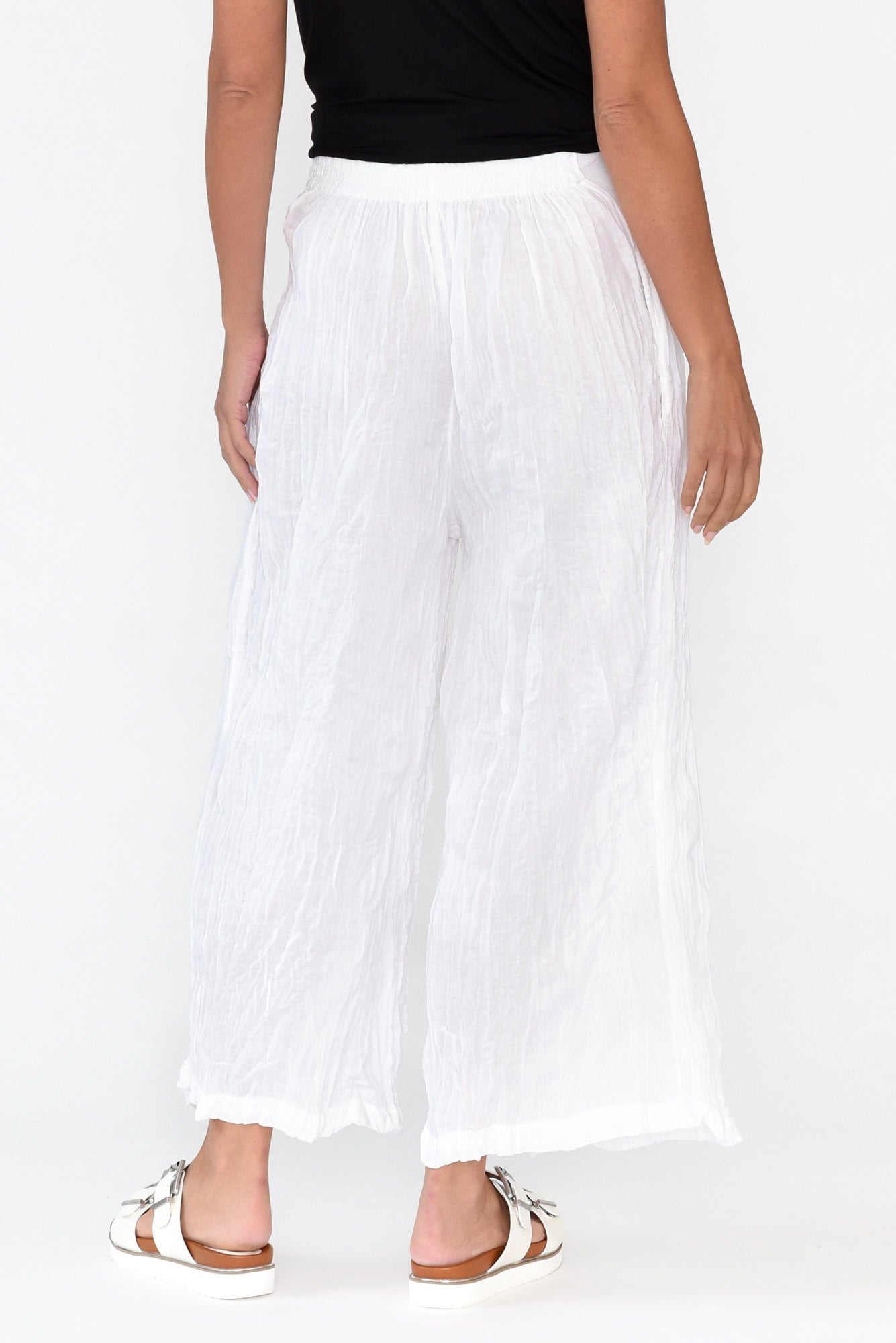 Costello White Crinkle Cotton Pant