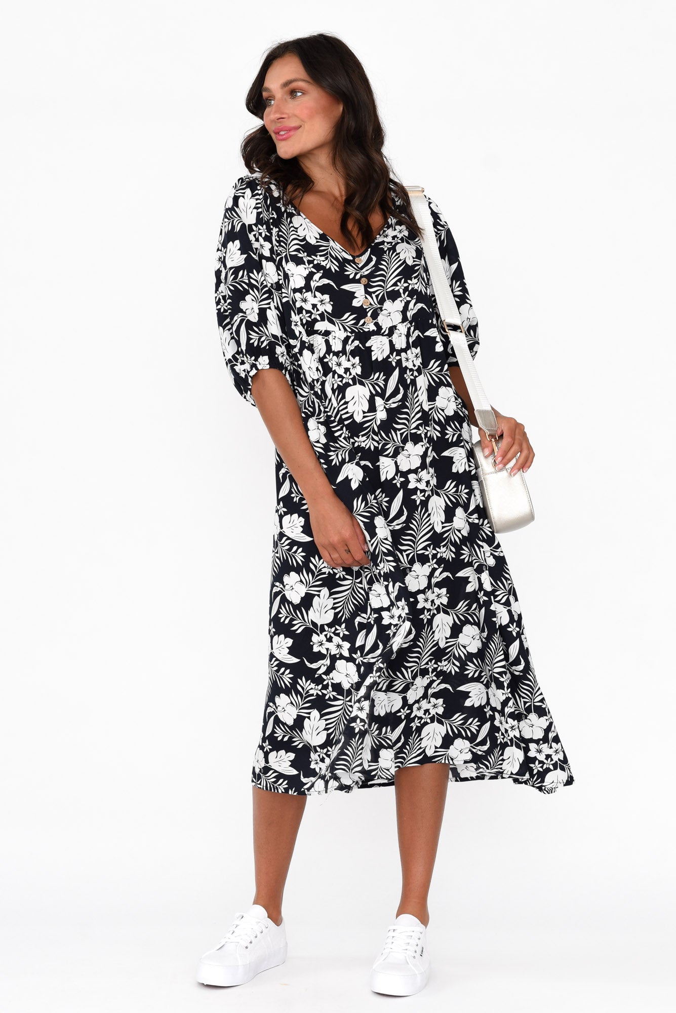 Kacey Black Garden Button Dress