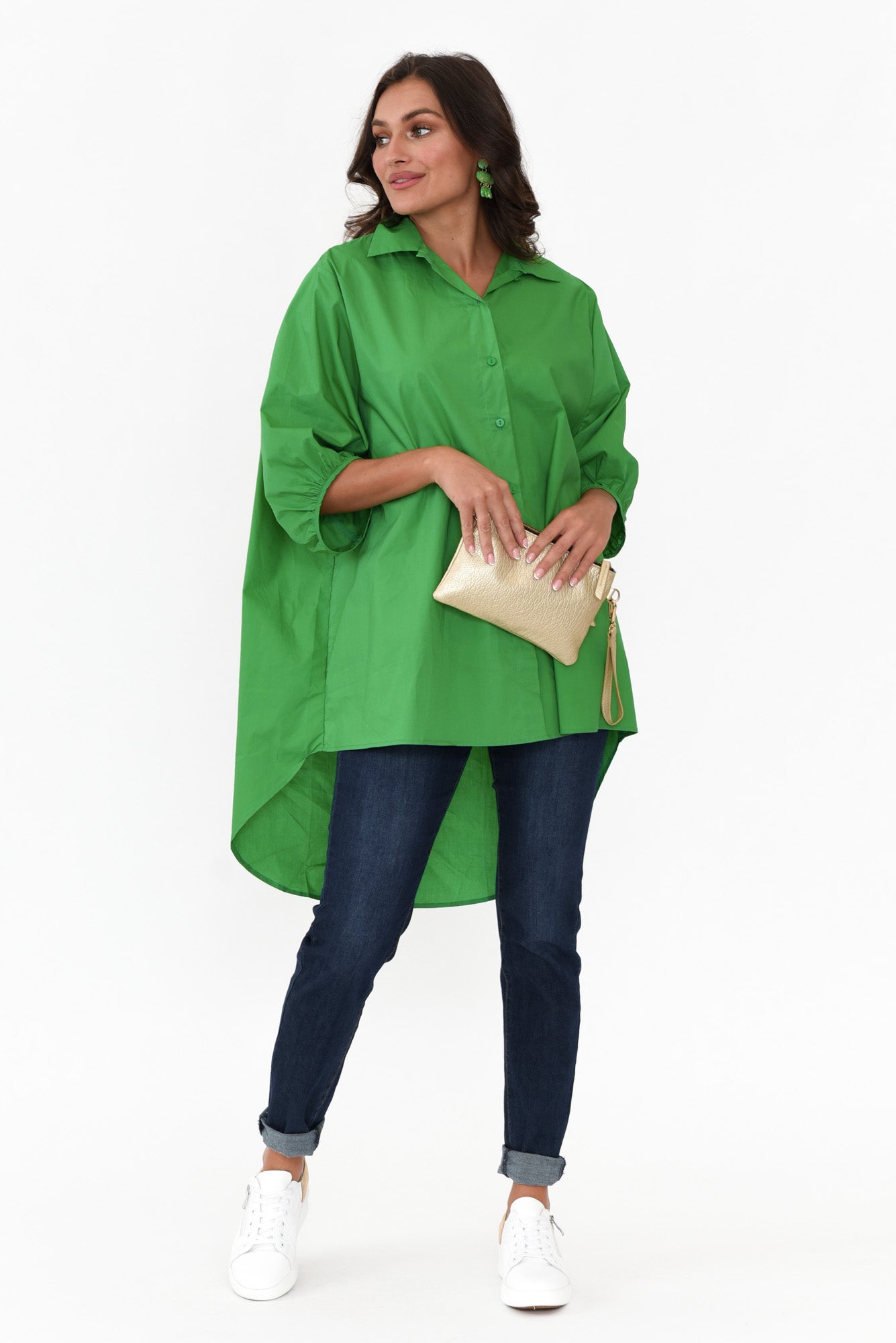 Sadie Green Cotton Tunic Top
