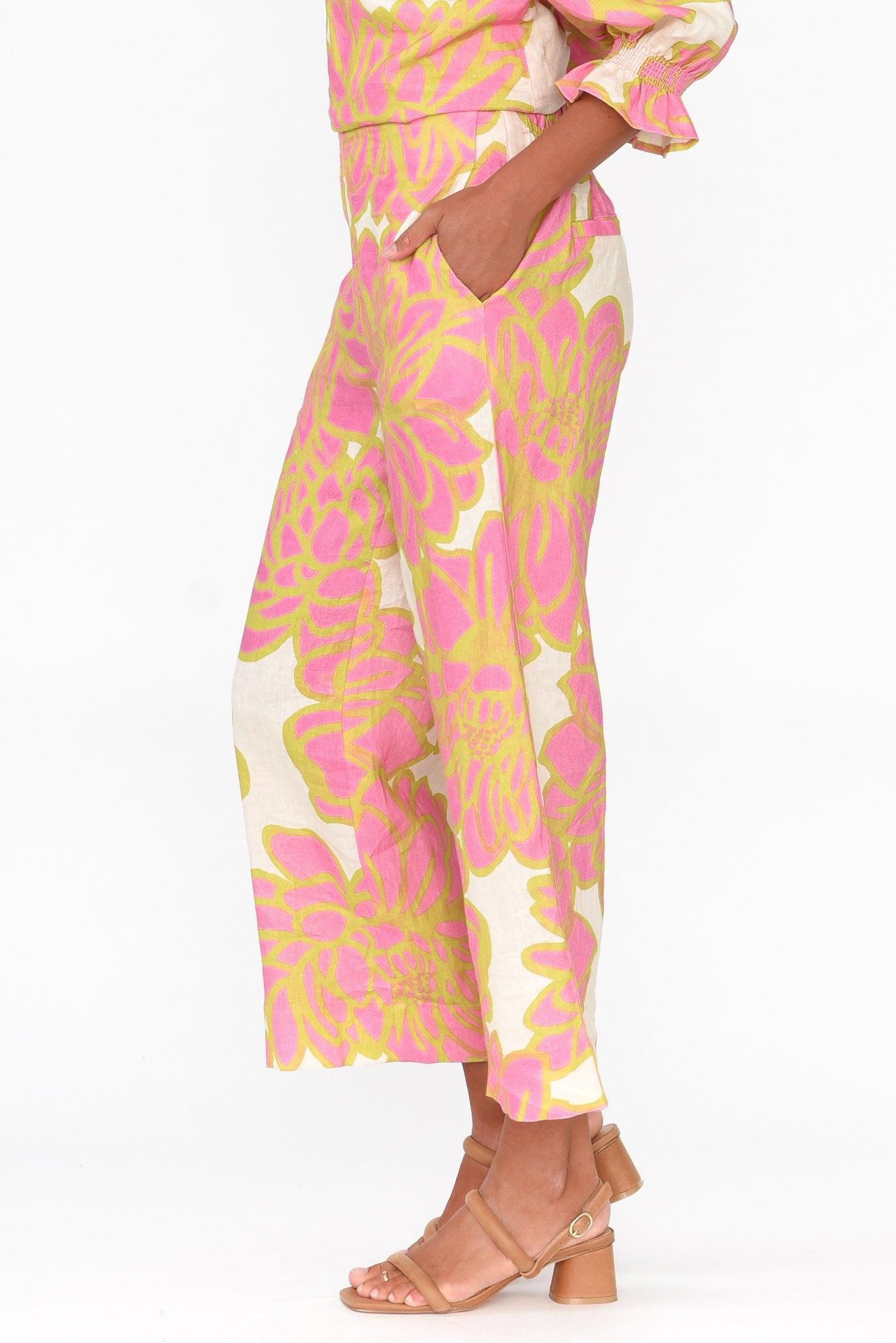 Adina Pink Lotus Linen Pant