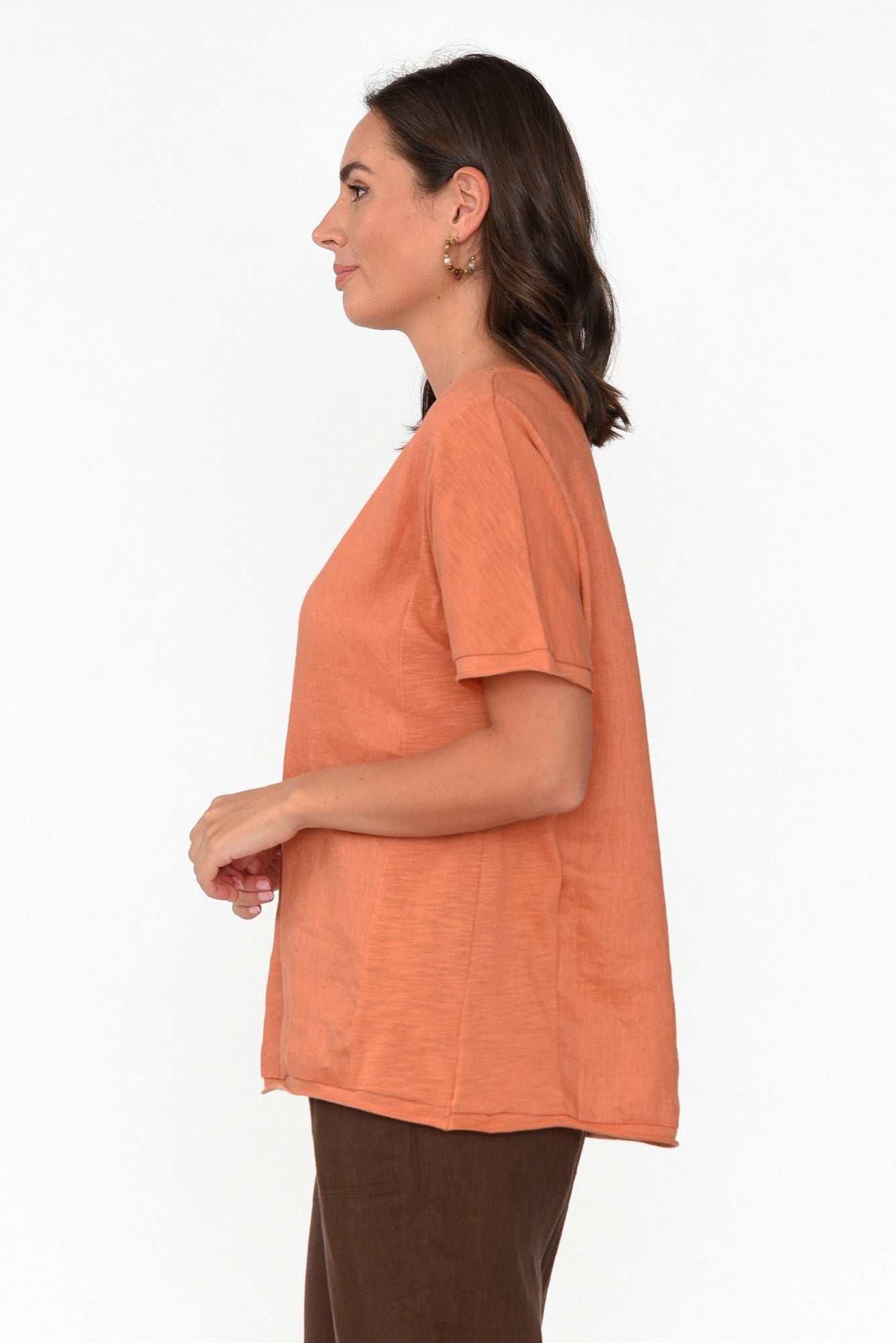 Ishana Rust Linen Cotton Top