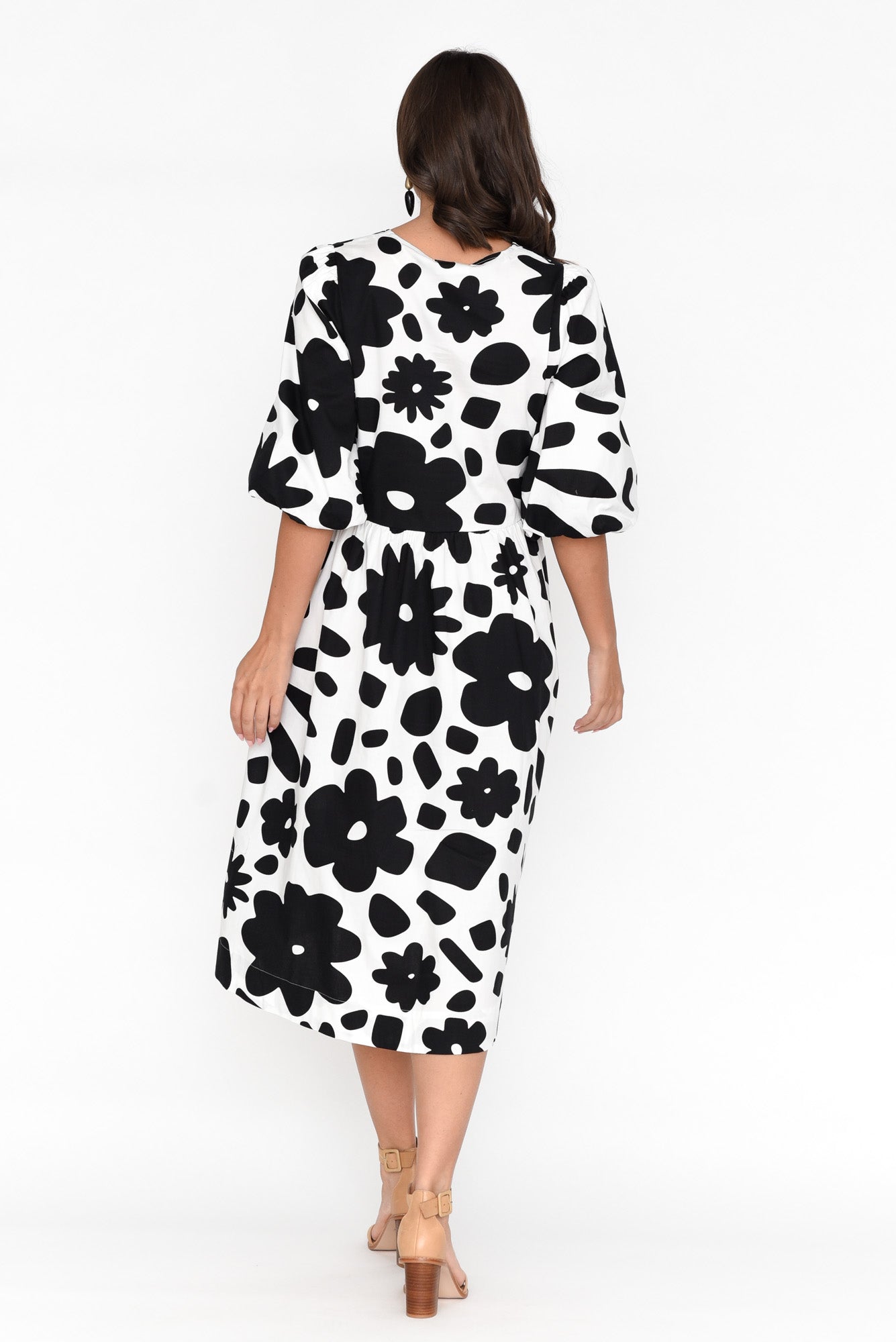 Darla Black Flower Cotton Poplin Dress