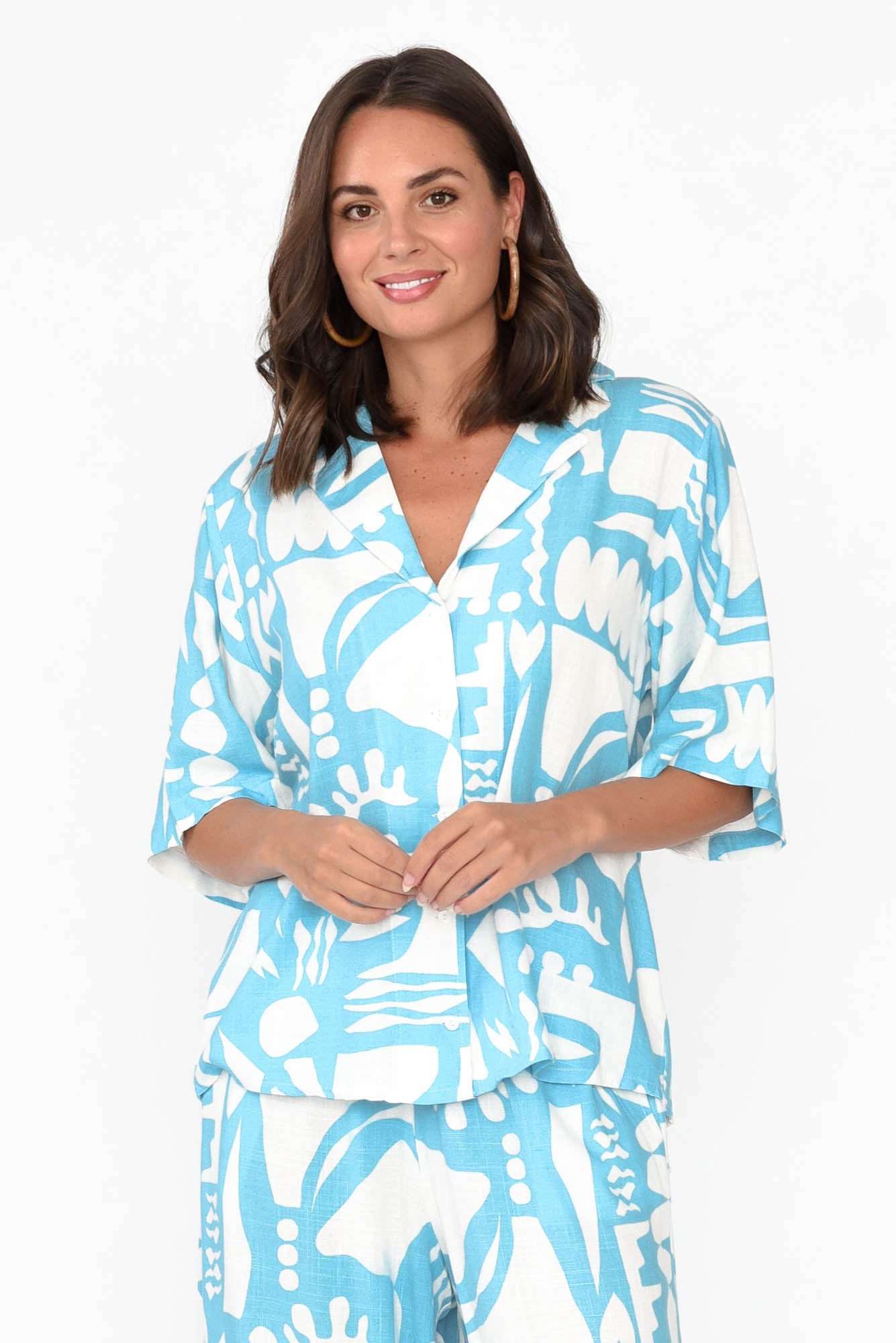 Emberly Blue Abstract Shirt