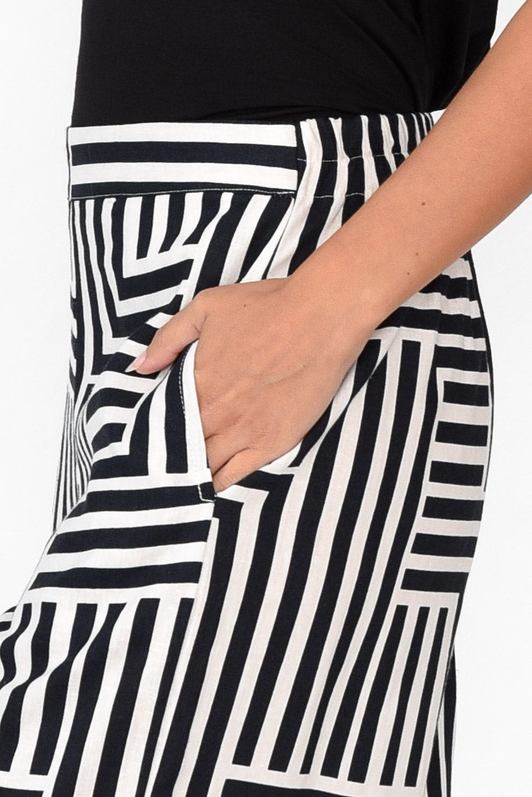 Bauhaus Navy Stripe Linen Blend Pant