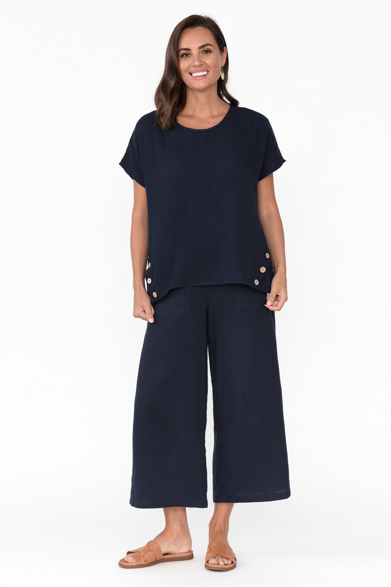 Byron Navy Cotton Pocket Pant