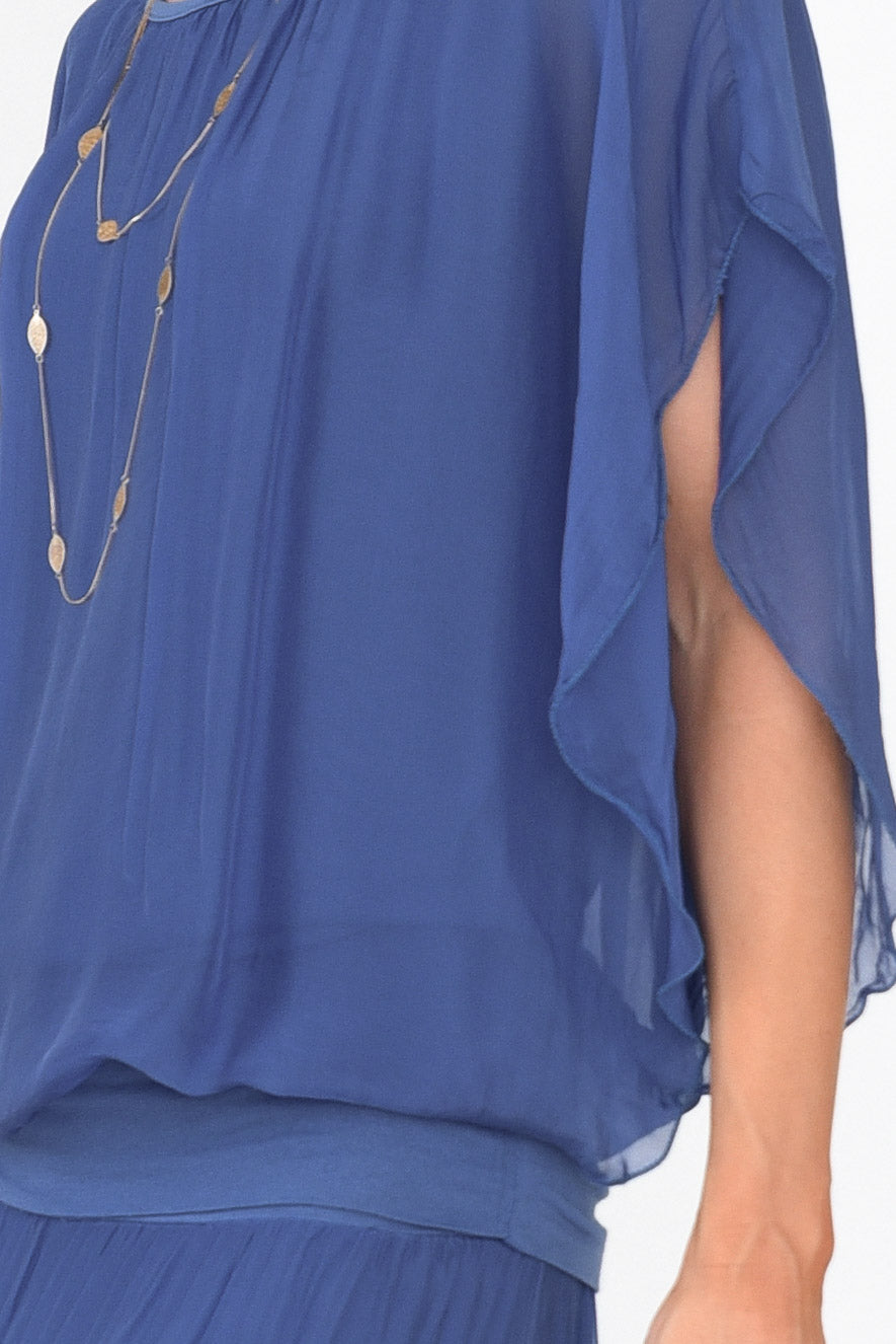 Evaline Cobalt Silk Layer Top