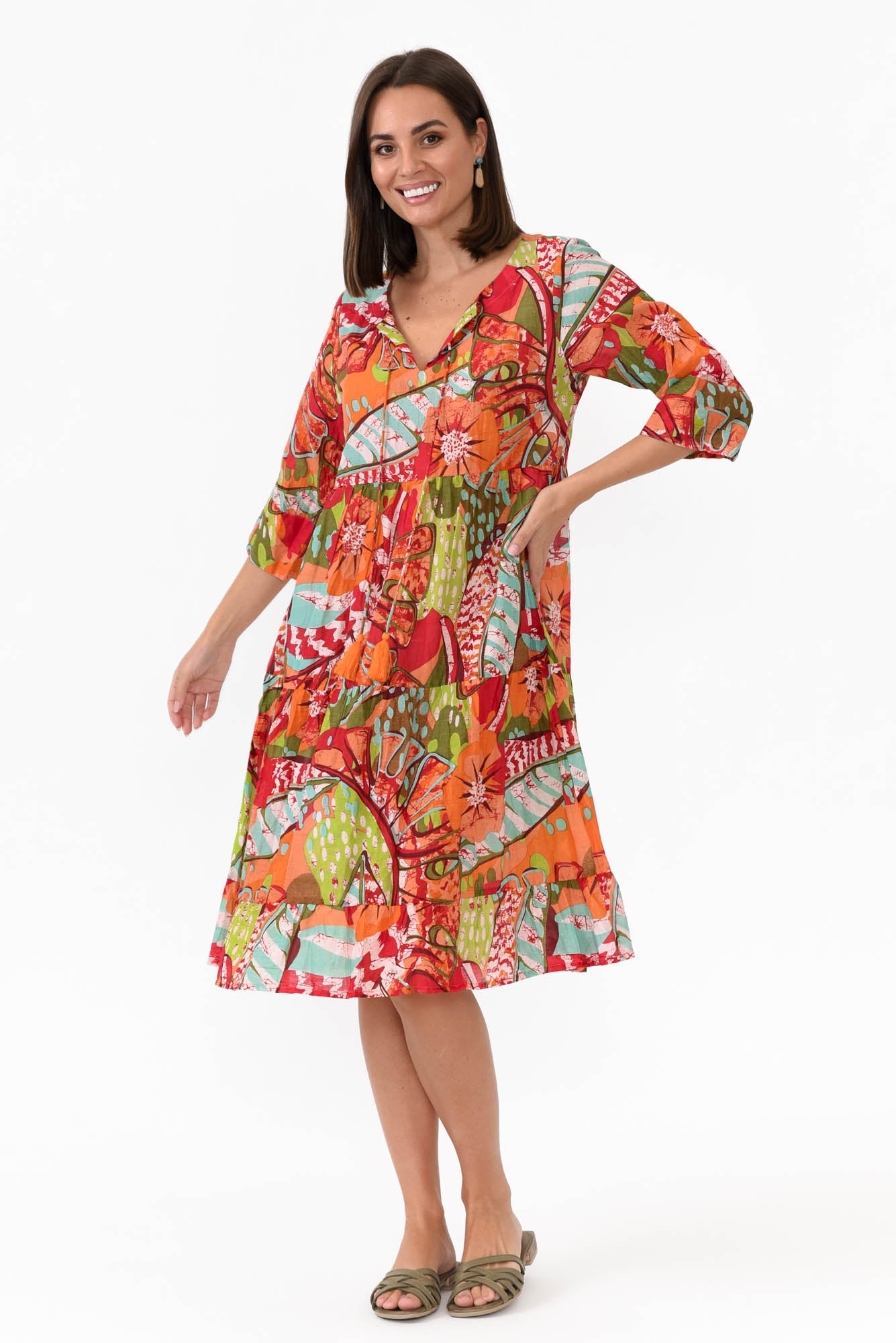 Layla Green Jungle Crinkle Cotton Dress