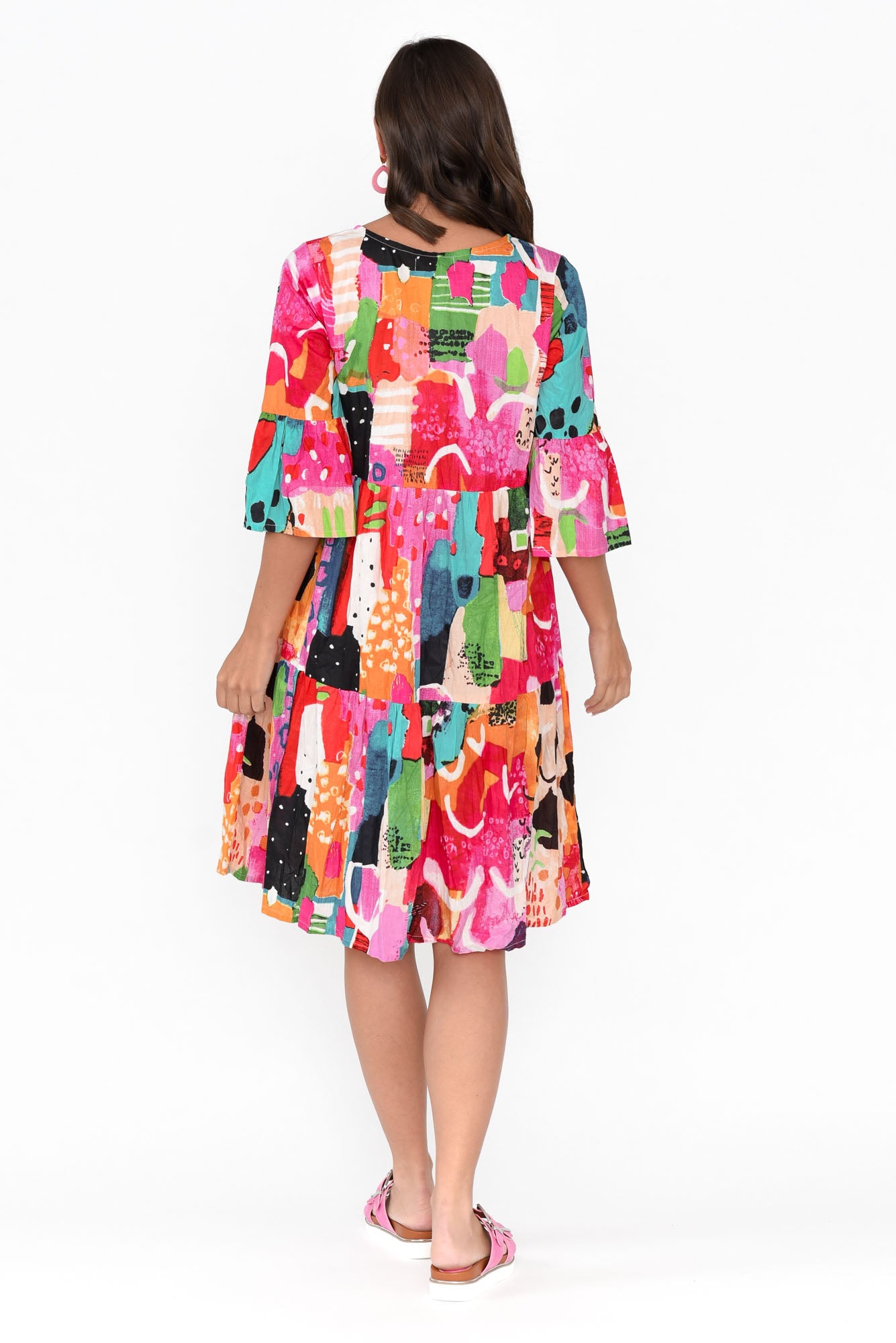 Alanya Pink Abstract Organic Cotton Dress