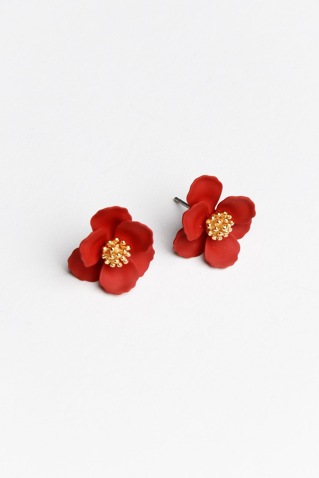 Poppy Red Stud Earring