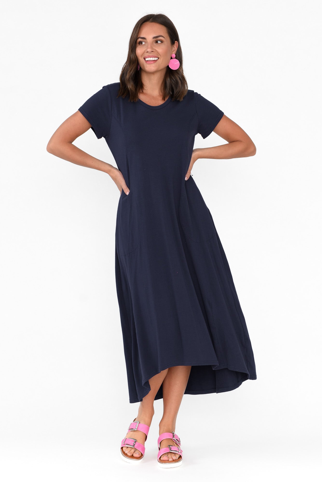 Patrick Navy Cotton Pocket Dress