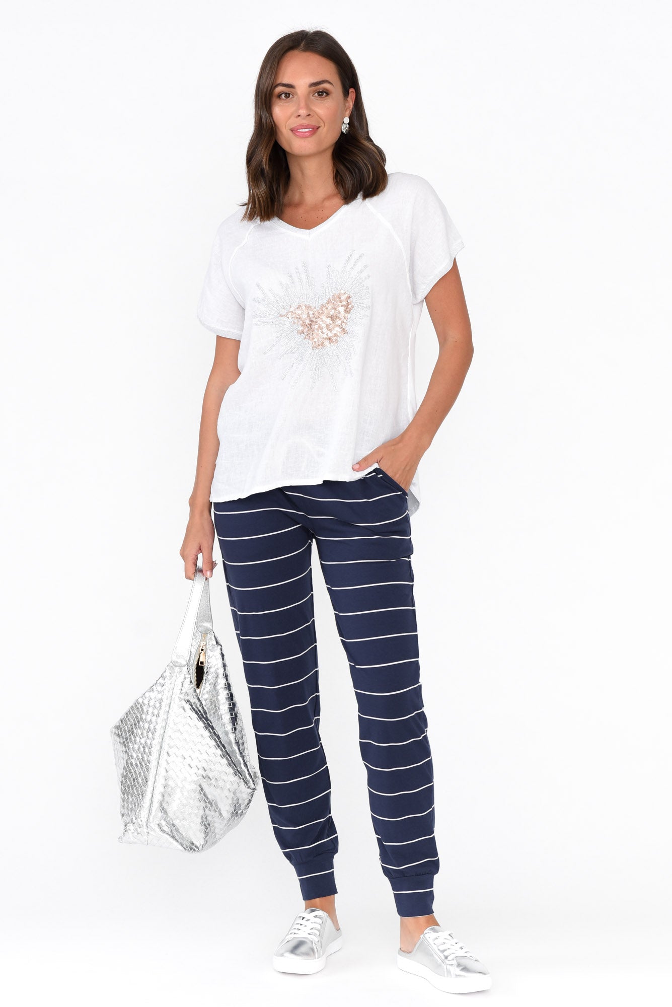 Navy Pinstripe Cotton Everyday Tie Pant