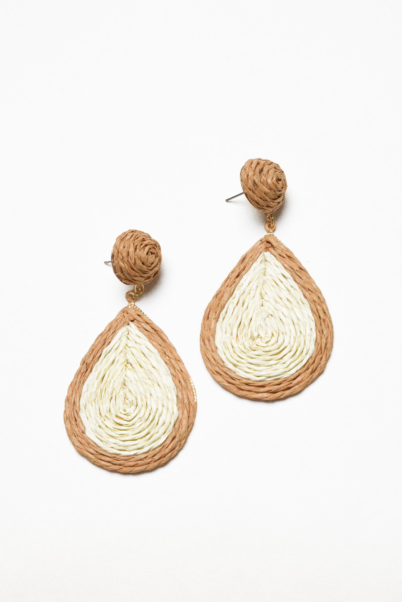 Gerdy White Raffia Drop Earring