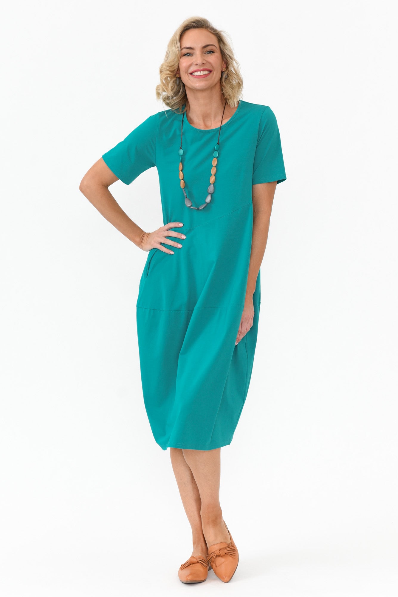 Morgan Aqua Diagonal Seam Dress