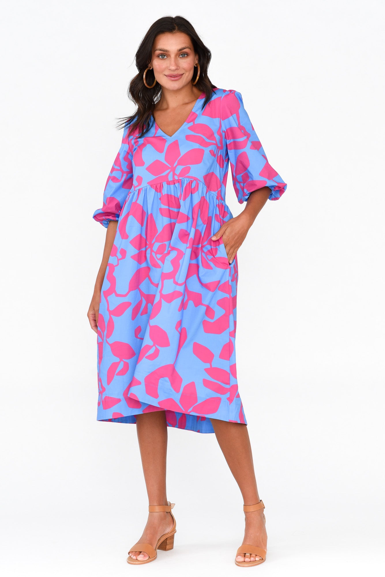 Darla Vivid Leaf Cotton Poplin Dress
