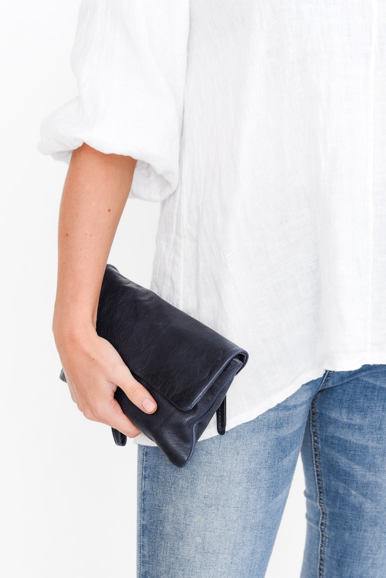 Lucie Navy Leather Bag