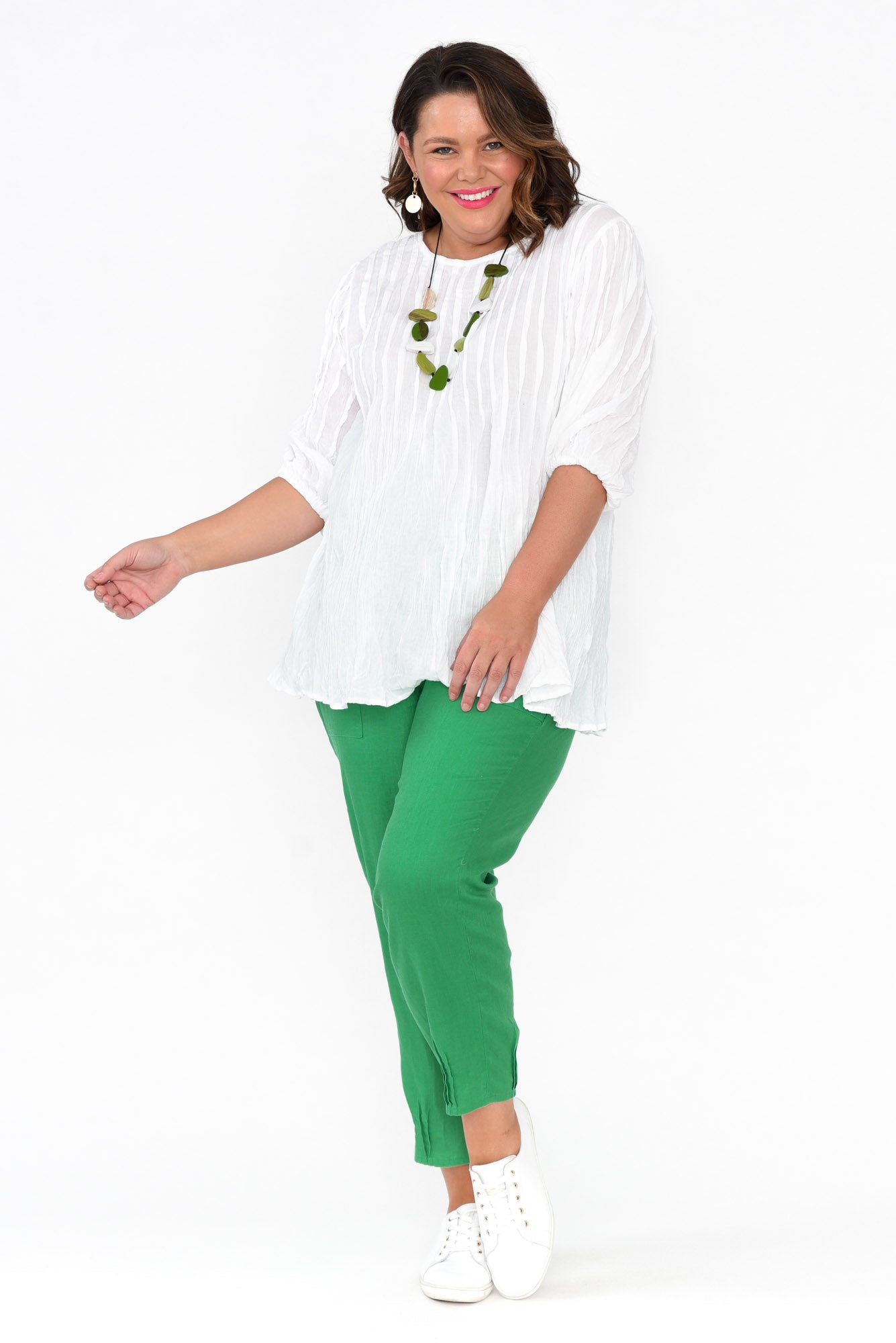 Selma White Crinkle Cotton Top