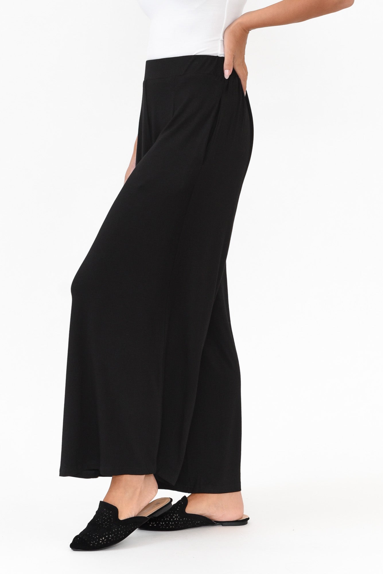 Lowen Black Modal Wide Leg Pant