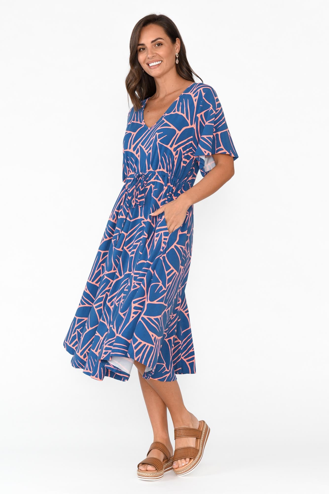 Billine Blue Leaf Bamboo Dress