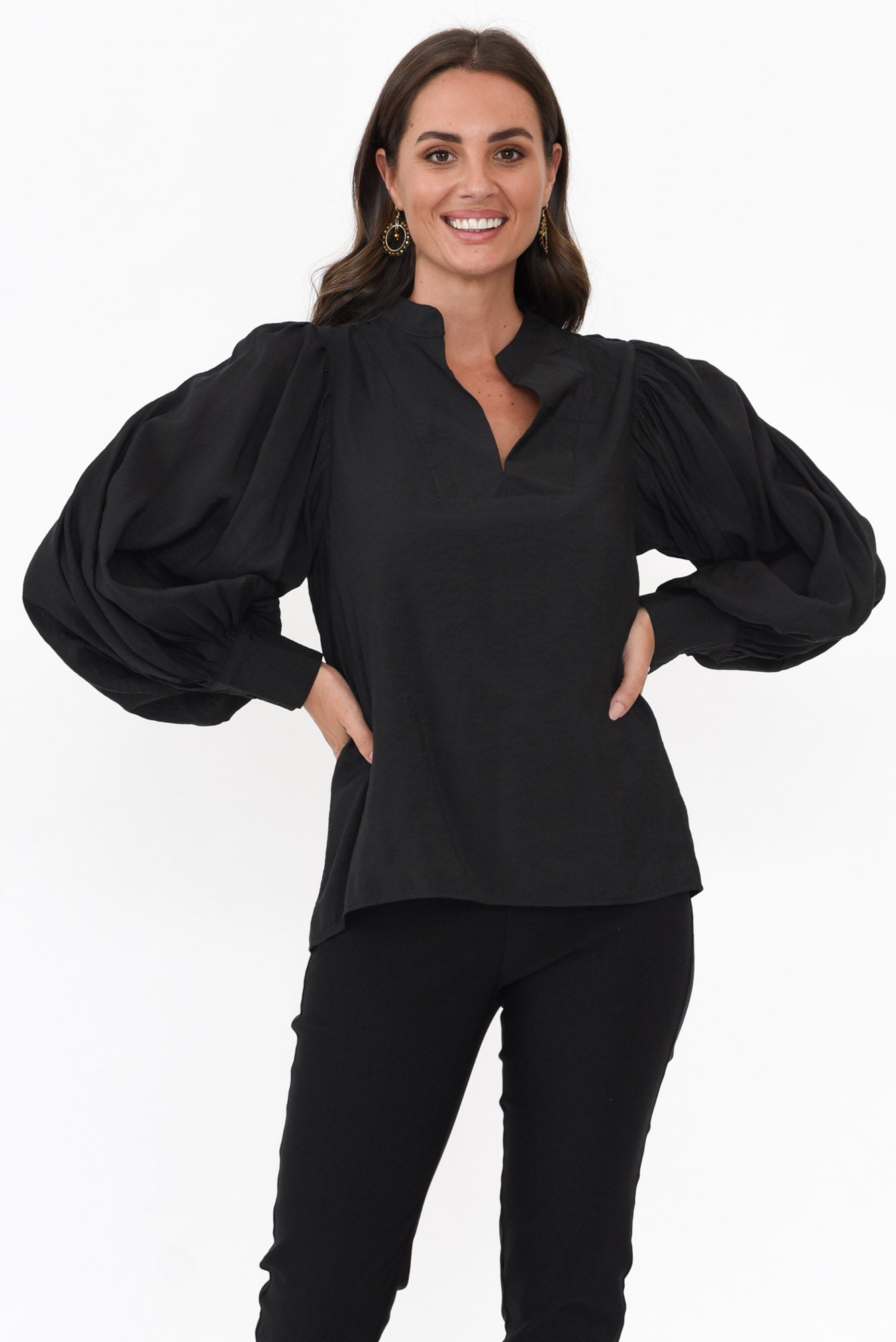 Kane Black Cotton Blend Top