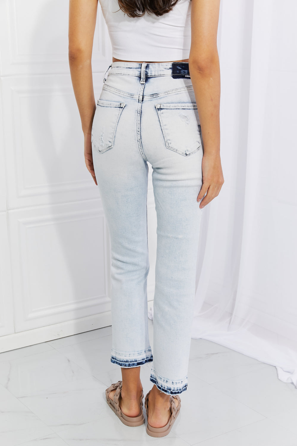 Sweet Camille Acid Wash Crop Straight Jeans