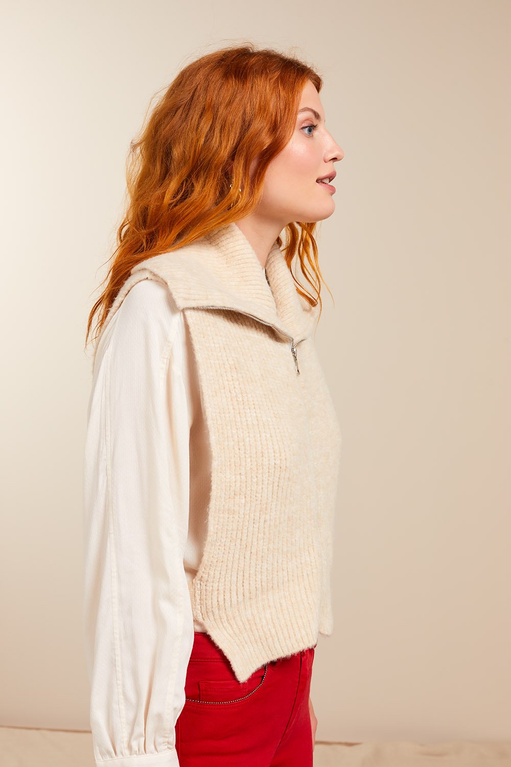 ANGE - Col camionneur écru en tricot