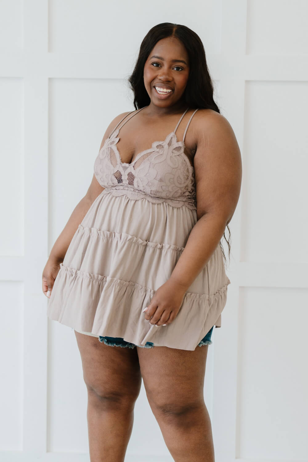 Long Lace Cami Ash Mocha