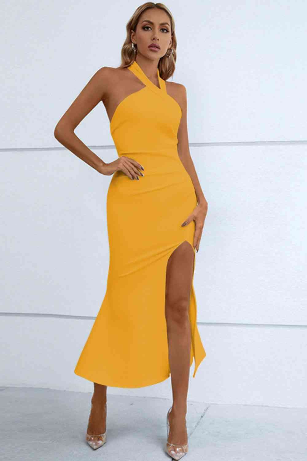 Halter Elegance Split Fishtail Bodycon Dress