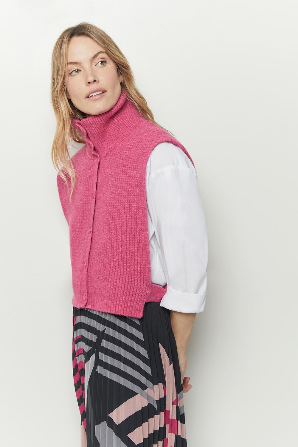 ANGIE - Col camionneur fuchsia en tricot