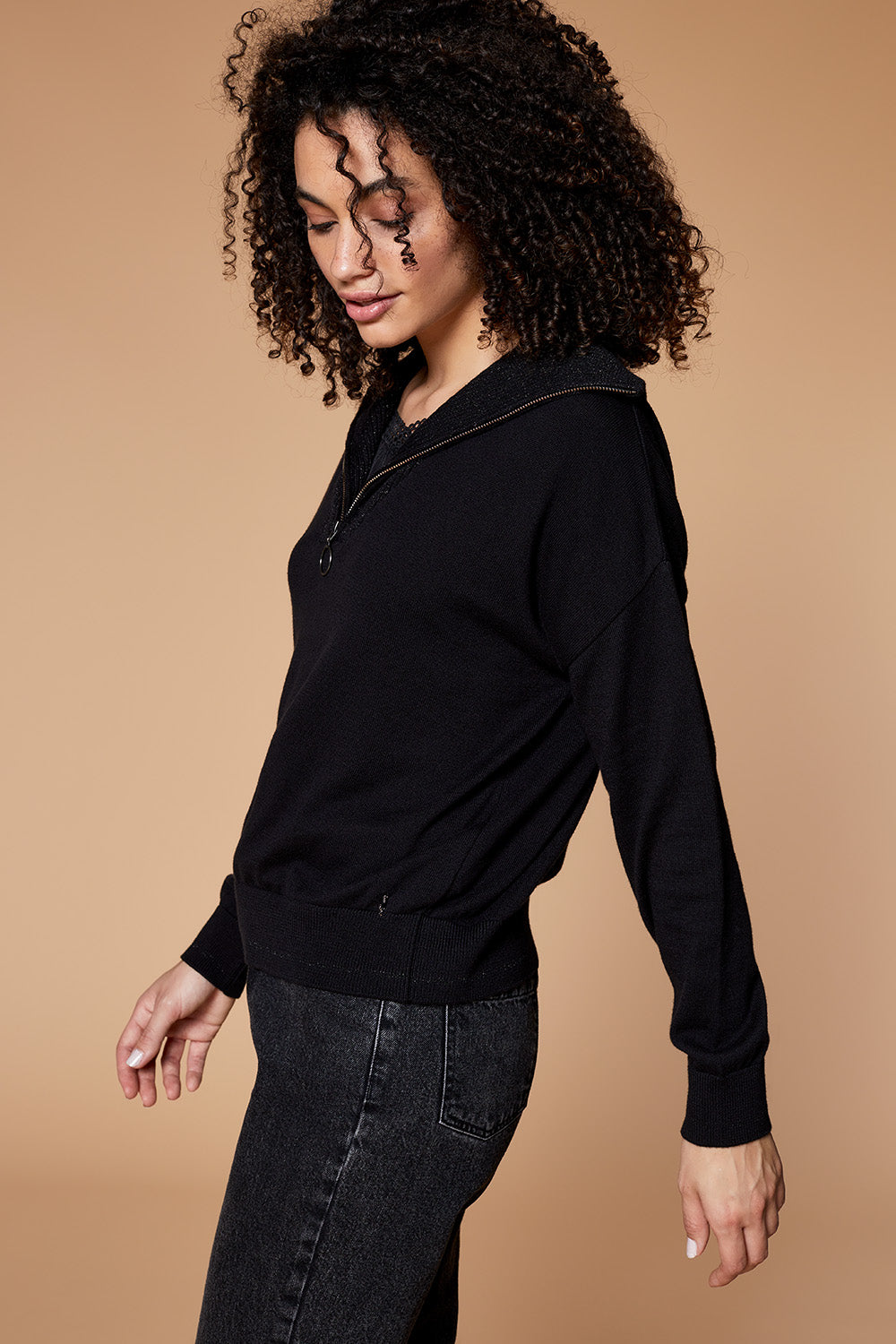 TIBOR - Pull camionneur noir en tricot