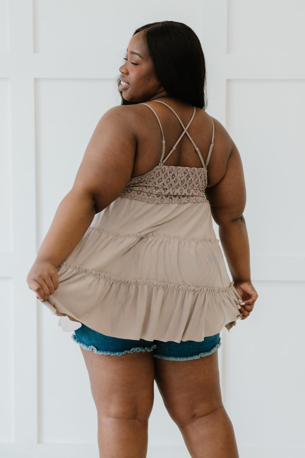 Long Lace Cami Ash Mocha