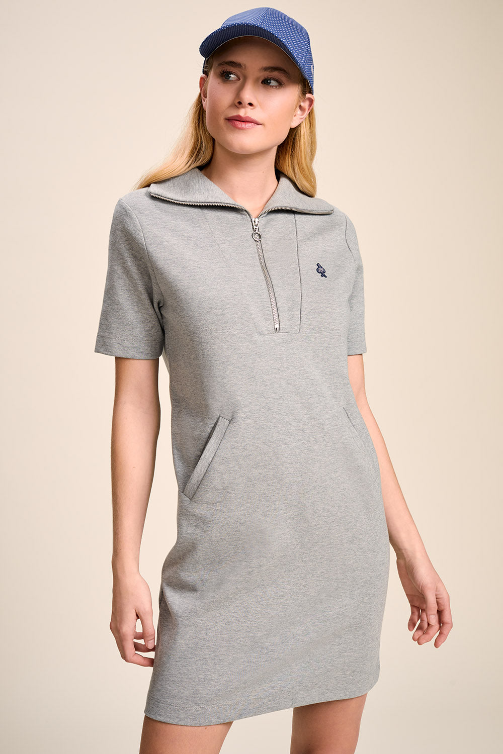 RUIYA - Robe sweat grise à col camionneur