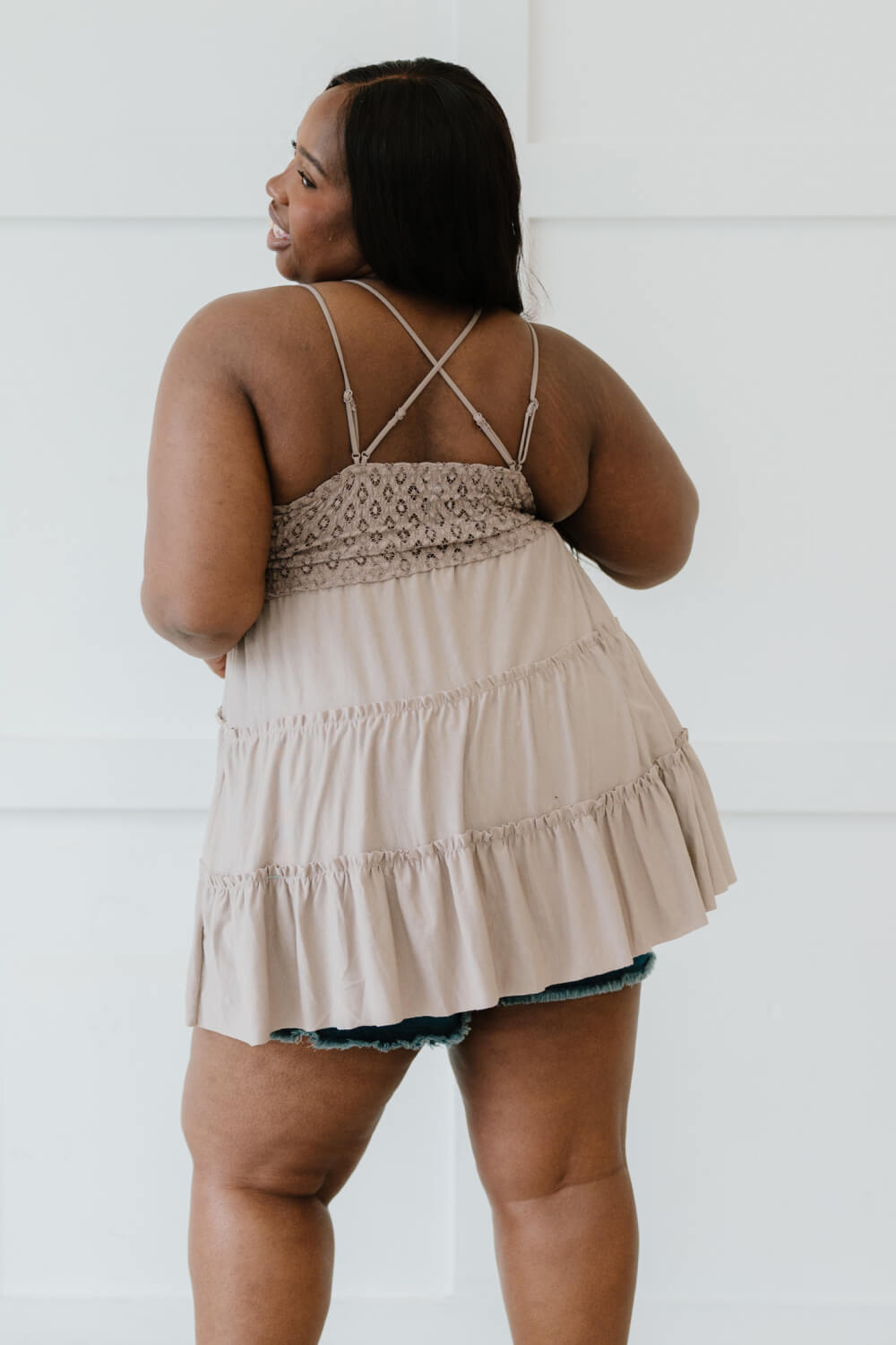 Long Lace Cami Ash Mocha