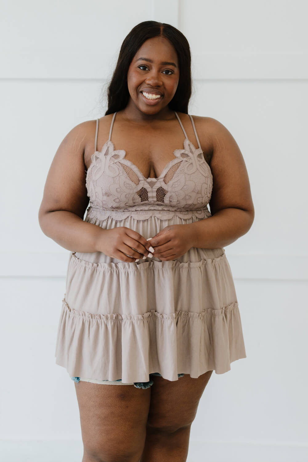 Long Lace Cami Ash Mocha