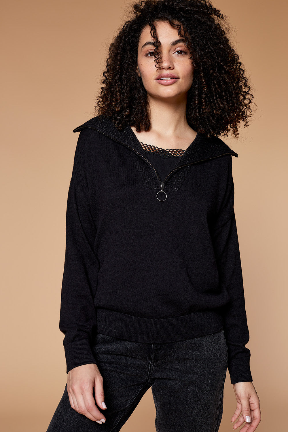 TIBOR - Pull camionneur noir en tricot