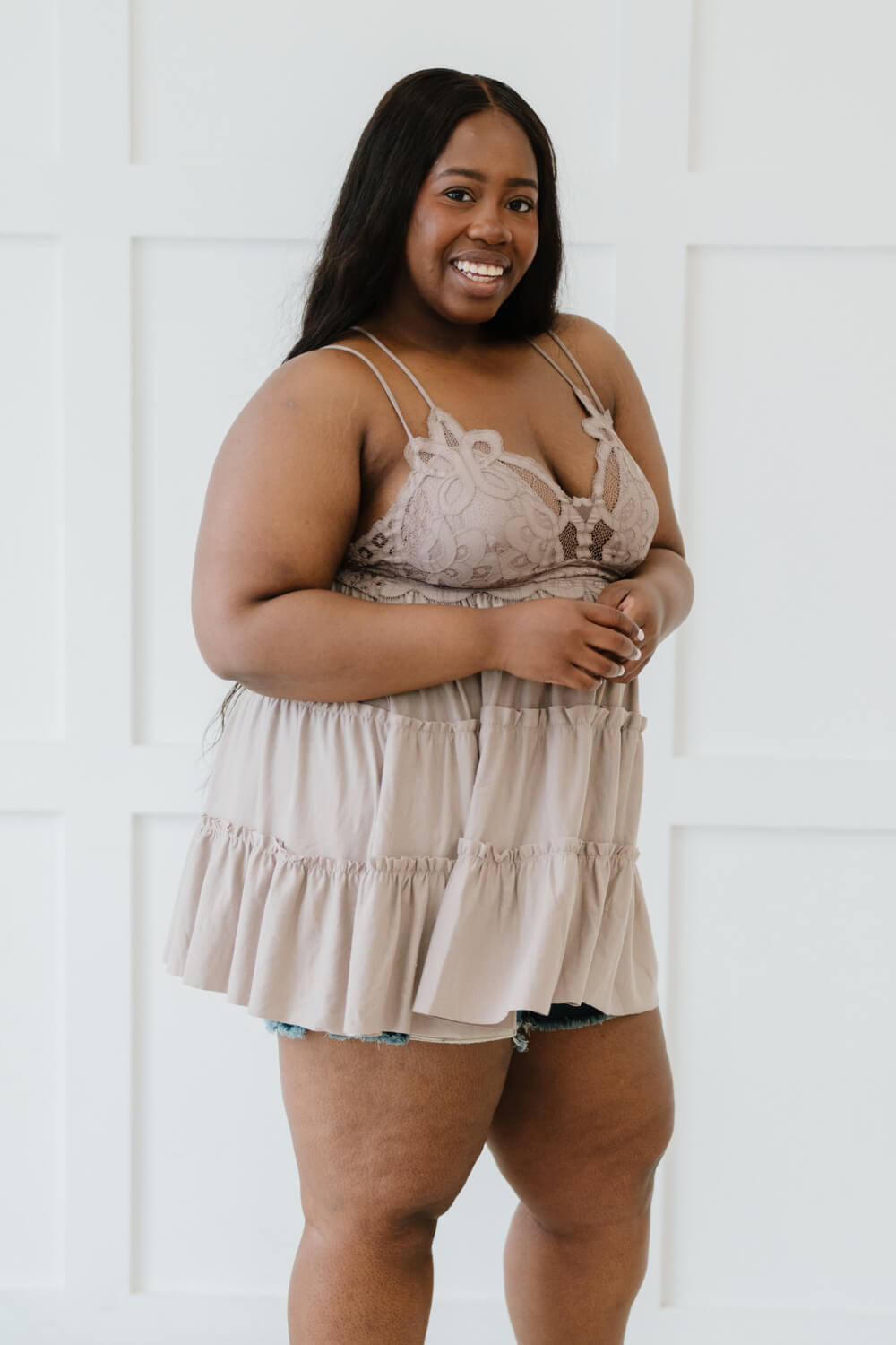 Long Lace Cami Ash Mocha