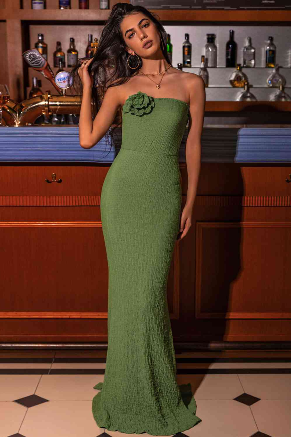 Blooming Beauty Strapless Slit Dress