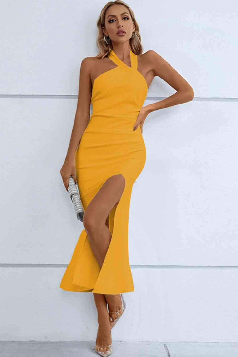 Halter Elegance Split Fishtail Bodycon Dress