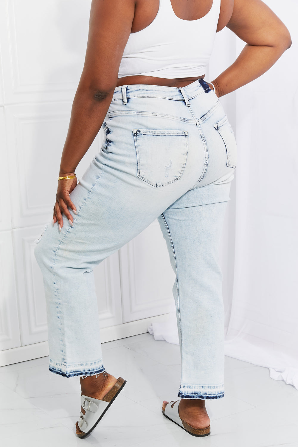 Sweet Camille Acid Wash Crop Straight Jeans